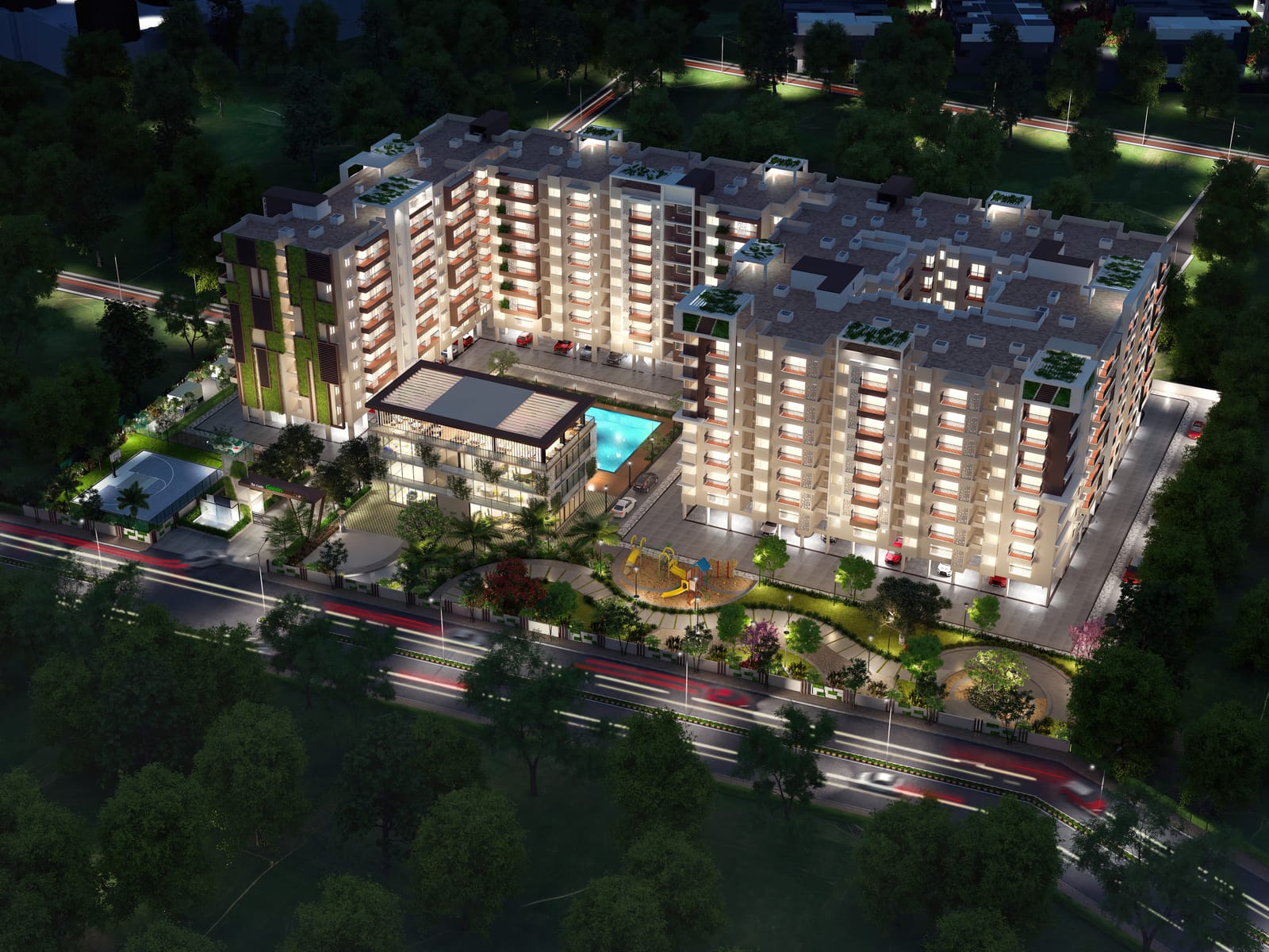 Green Boulevard aerial night view